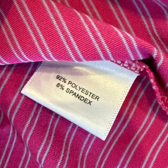 Peter Millar Men's Medium Summer Comfort Pink Stripe Polo Golf Shirt Pre-Owned - Picture 6 of 6